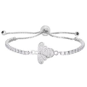 Cubic Zirconia Bee Adjustable Silver Bolo Bracelet NWT